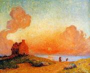 unknow artist Sunset by the Sea, Brittany painting